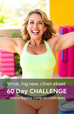 A very happy woman celebrating her transformative weight loss journey after completing a 60-day challenge