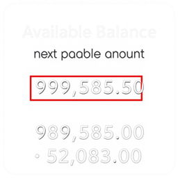 Change the words "Available Balance" to "next payable amount" and change "989,585.00" to "52,083.00"