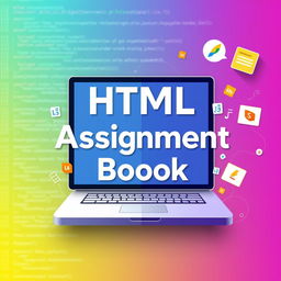 A visually engaging HTML assignment book cover design that showcases coding elements and digital art
