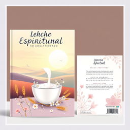 A stunning eBook cover and back cover design for a Christian sermon book inspired by the phrase 'Leche Espiritual No Adulterada'