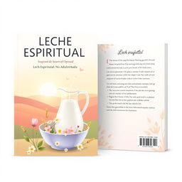 A stunning eBook cover and back cover design for a Christian sermon book inspired by the phrase 'Leche Espiritual No Adulterada'