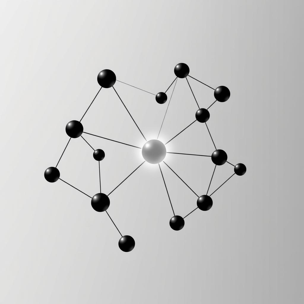 A conceptual black and white illustration of an edge node path algorithm in a digital style