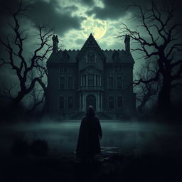 A haunting, atmospheric scene inspired by Edgar Allan Poe's "The Fall of the House of Usher