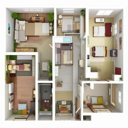 A three bedroom, hall, and kitchen (3 BHK) layout within a 17x45 feet space, featuring 10 foot high ceilings.