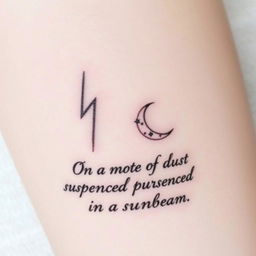 A tattoo design featuring a simple, thin, and clean lightning bolt inspired by the one from Harry Potter