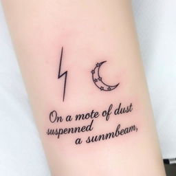 A tattoo design featuring a simple, thin, and clean lightning bolt inspired by the one from Harry Potter