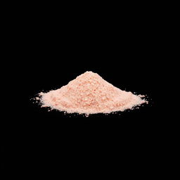 A heap of pink salt powder, vibrant in color, completely spread out, occupying the foreground of the image