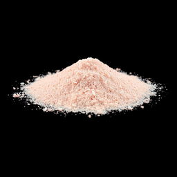 A heap of pink salt powder, vibrant in color, completely spread out, occupying the foreground of the image