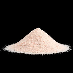 A mound of very fine pink salt powder, completely powdered with no lumps visible, spread evenly on the ground