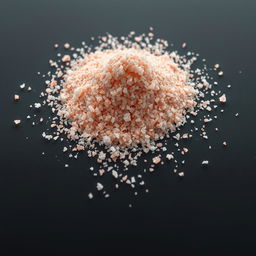 A close-up view of a mound of pink salt powder scattered on a flat surface