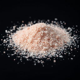A close-up view of a mound of pink salt powder scattered on a flat surface