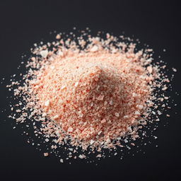 A close-up view of a mound of pink salt powder scattered on a flat surface