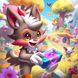 An exciting gaming scene featuring a character named Kabou, depicted as a cute, anthropomorphic creature with large expressive eyes, vibrant fur, and a playful demeanor