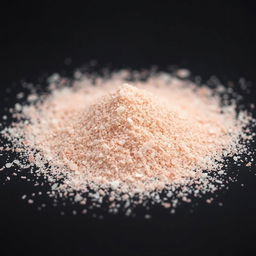 A close-up view of a mound of pink salt powder, finely ground with tiny crystals that are not individually visible, showcasing a gradient of red, pink, and white hues