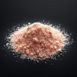 A mound of very fine salt powder on the ground, with crystals that are so small they are invisible to the naked eye