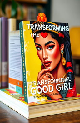 A vibrant and captivating book cover design for a non-fiction personal development book titled 'Transforming the Good Girl: Inner Work & Dating Journeys'
