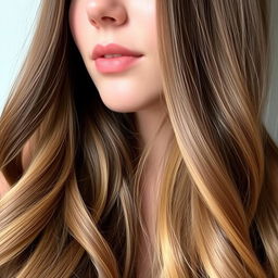 A close-up view of a person with long, beautiful hair flowing elegantly down their shoulders