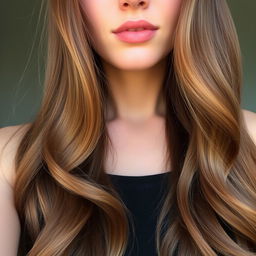 A close-up view of a person with long, beautiful hair flowing elegantly down their shoulders