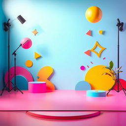 A vibrant and visually appealing backdrop designed for a product advertisement, featuring a bright and engaging setting