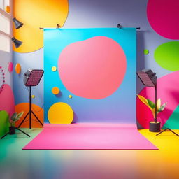 A vibrant and visually appealing backdrop designed for a product advertisement, featuring a bright and engaging setting