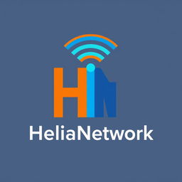 A sleek and modern logo design for 'HeliaNetwork', featuring a stylized WiFi signal incorporated into the lettering