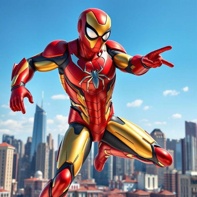 A unique superhero character that combines elements of Spider-Man and Iron Man