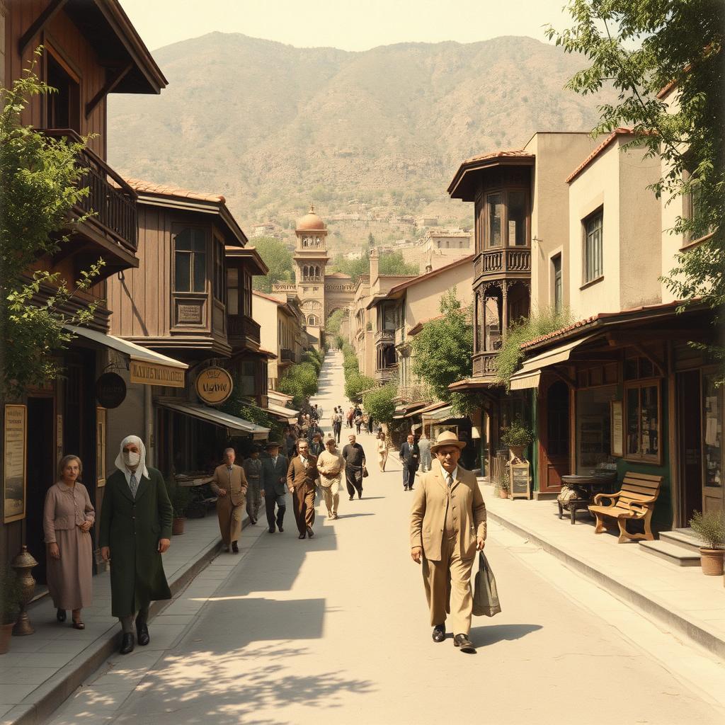 A nostalgic scene depicting the city of Fardis, Karaj, as it appeared sixty years ago