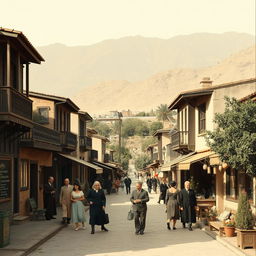 A nostalgic scene depicting the city of Fardis, Karaj, as it appeared sixty years ago