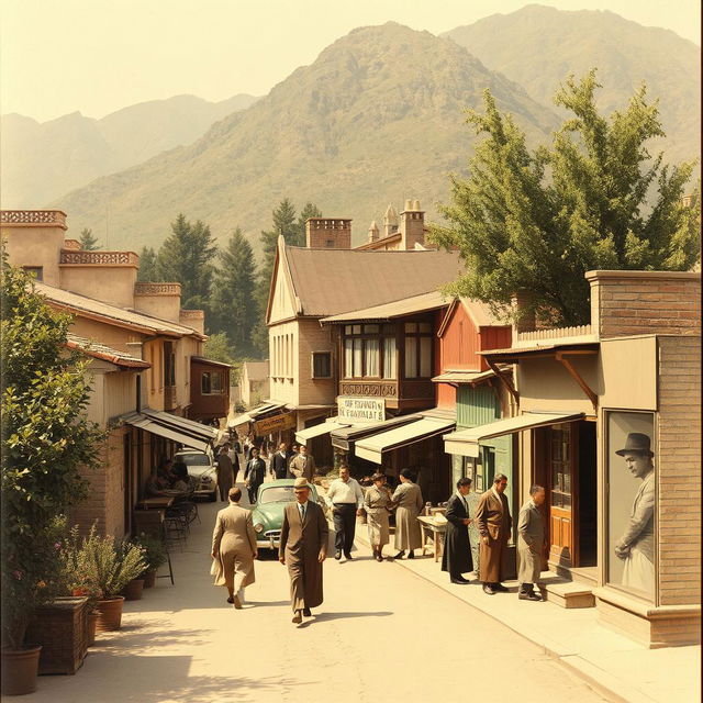 A nostalgic scene depicting the city of Fardis, Karaj, as it appeared sixty years ago