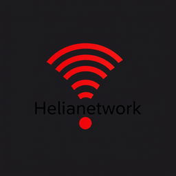 A visually striking WiFi logo designed in bold red and black colors, prominently featuring the words 'Helianetwork' incorporated into the design