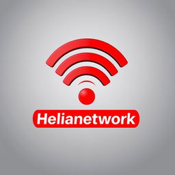 A visually striking WiFi logo designed in bold red and black colors, prominently featuring the words 'Helianetwork' incorporated into the design