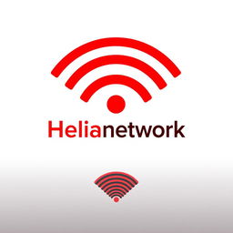 A visually striking WiFi logo designed in bold red and black colors, prominently featuring the words 'Helianetwork' incorporated into the design