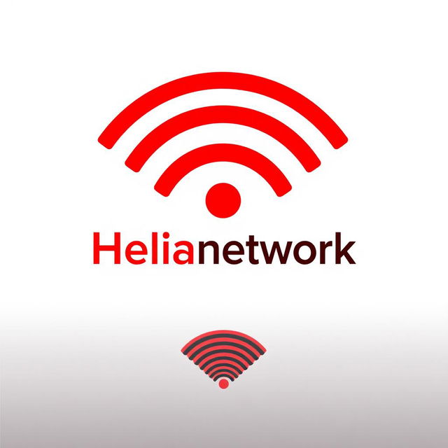 A visually striking WiFi logo designed in bold red and black colors, prominently featuring the words 'Helianetwork' incorporated into the design