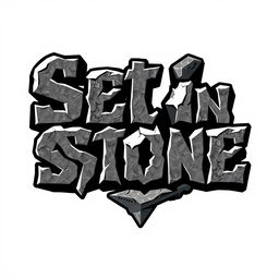 A bold and dynamic logo design for a hard rock band named 'Set in Stone'