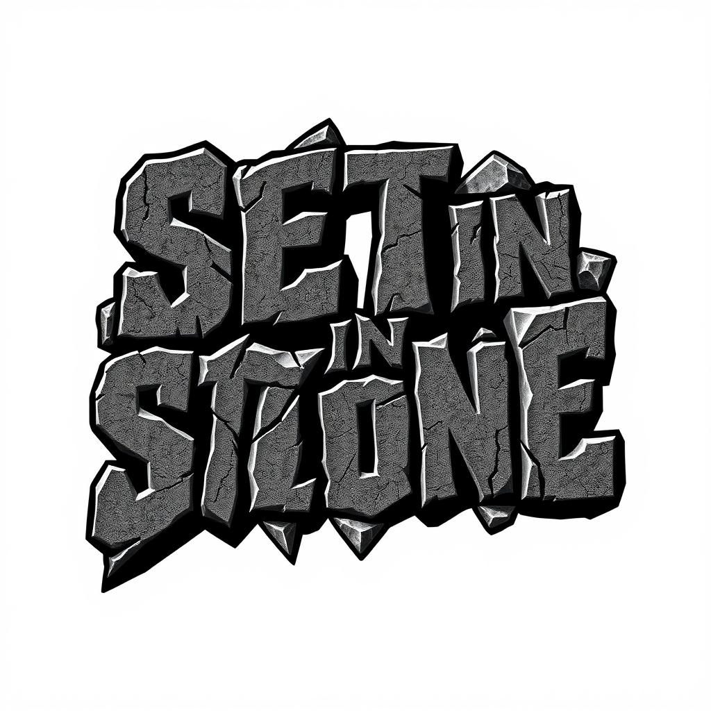 A bold and dynamic logo design for a hard rock band named 'Set in Stone'