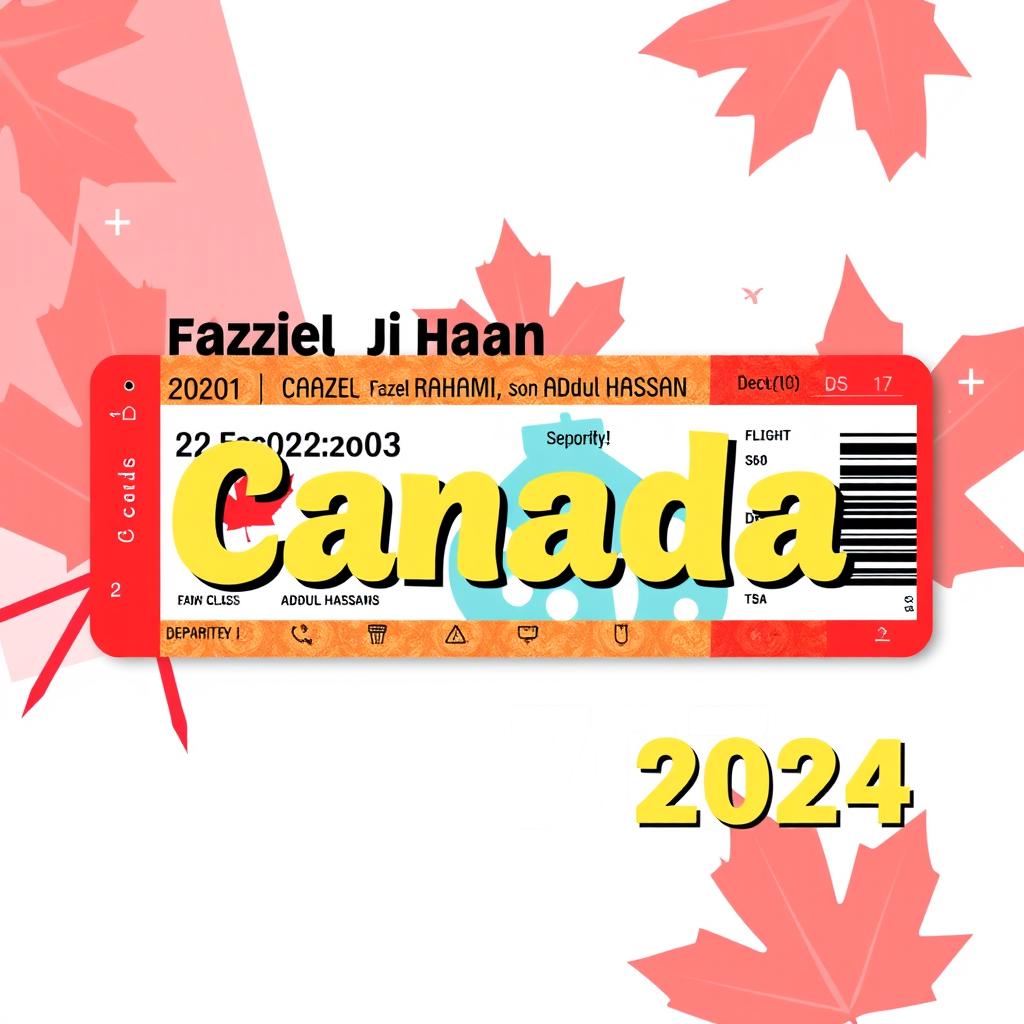 Flight ticket to Canada for December 22, 2024, featuring stylish design elements