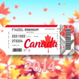 Flight ticket to Canada for December 22, 2024, featuring stylish design elements