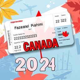 Flight ticket to Canada for December 22, 2024, featuring stylish design elements