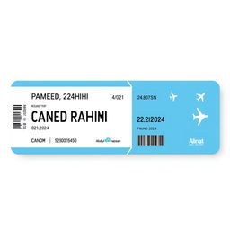 A flight ticket for a round trip to Canada