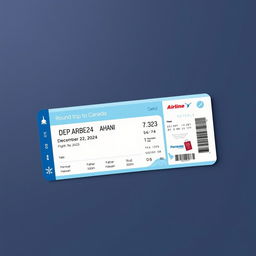 A flight ticket for a round trip to Canada