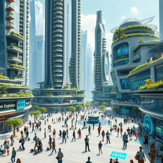 A futuristic vision of Enghelab Square, set 100 years in the future