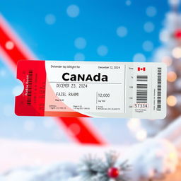 A highly detailed flight ticket to Canada featuring a departure date of December 22, 2024