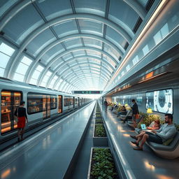 A futuristic vision of the Karaj metro station set 100 years in the future