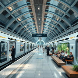 A futuristic vision of the Karaj metro station set 100 years in the future