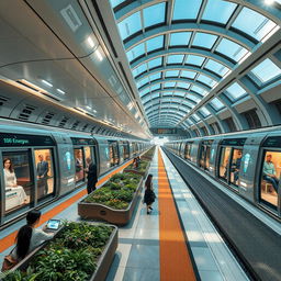 A futuristic vision of the Karaj metro station set 100 years in the future