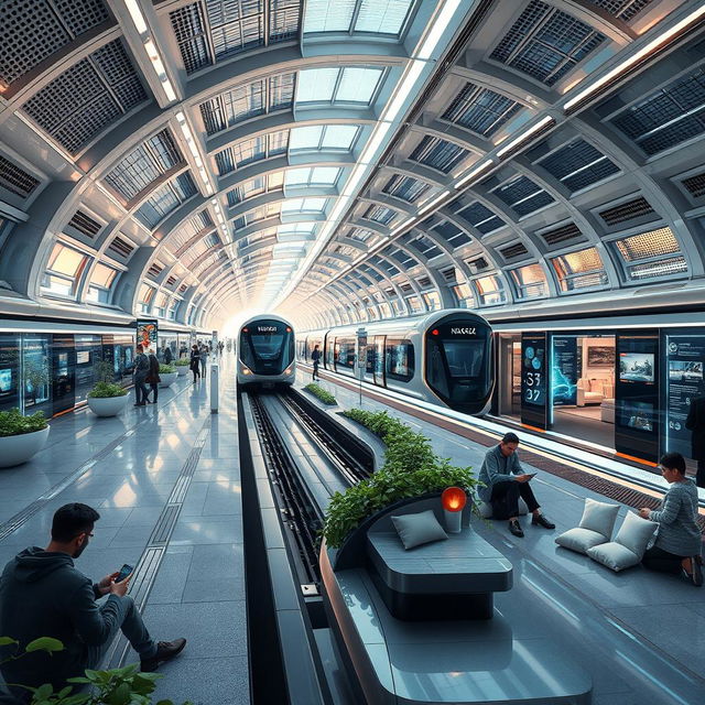 A futuristic vision of the Karaj metro station set 100 years in the future