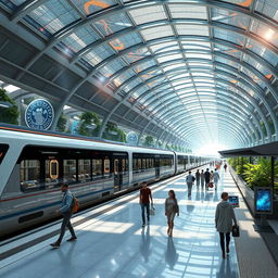 A futuristic depiction of the Karaj metro system set 100 years in the future