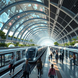 A futuristic depiction of the Karaj metro system set 100 years in the future