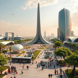 A futuristic depiction of Azadi Square set 100 years in the future
