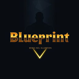A digital artwork featuring a dark navy-to-black gradient background with a subtle geometric or blueprint texture